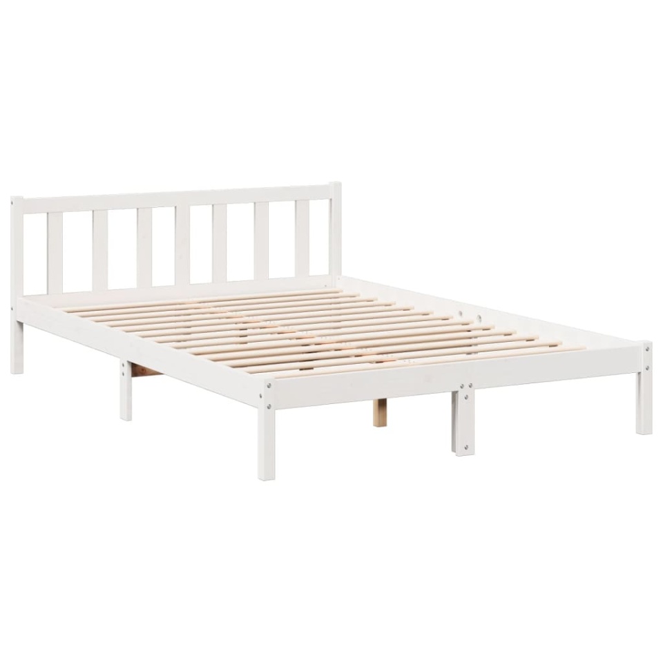 Cadru pat foarte lung fără saltea alb 140x220 cm lemn masiv pin - 2 | YEO