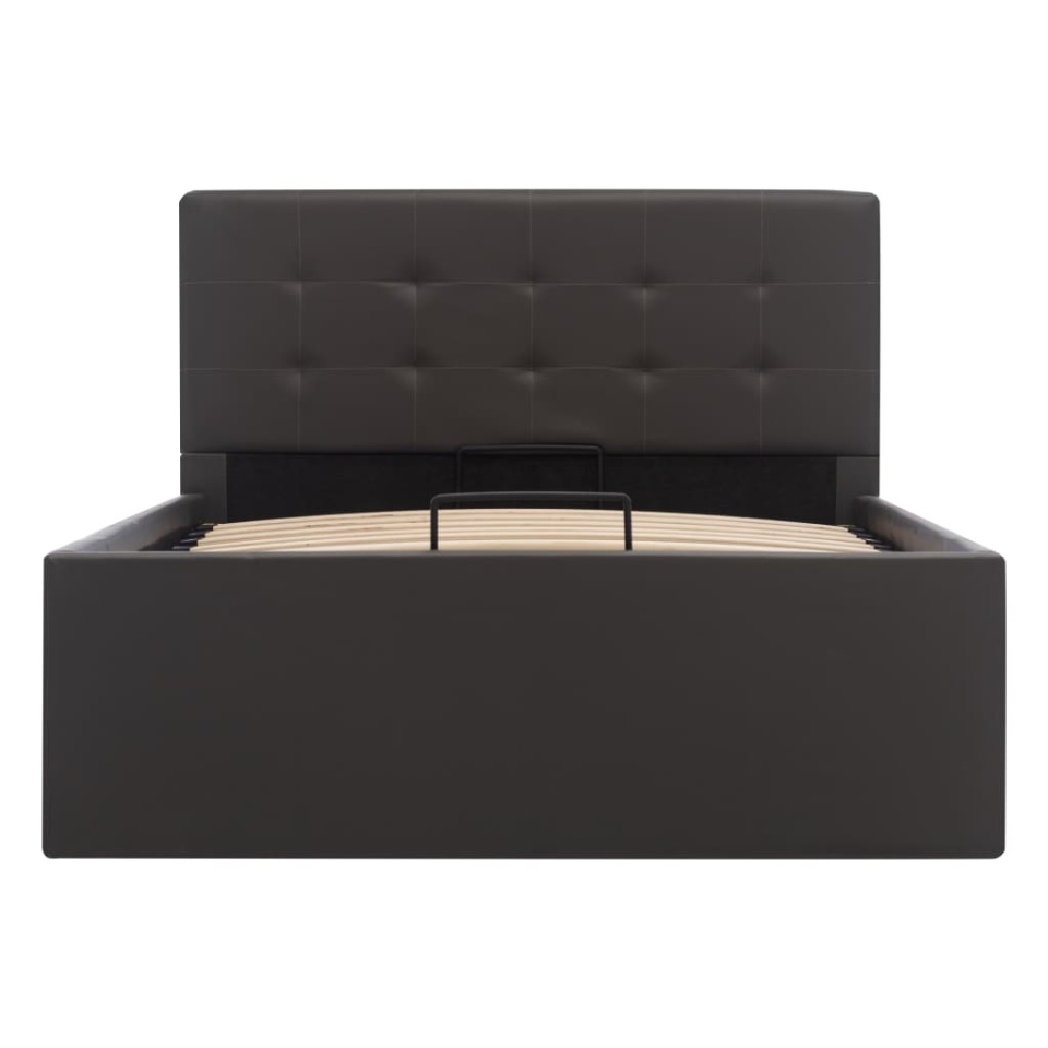 Cadru pat hidraulic cu ladă gri 90x200 cm, piele ecologică - 3 | YEO