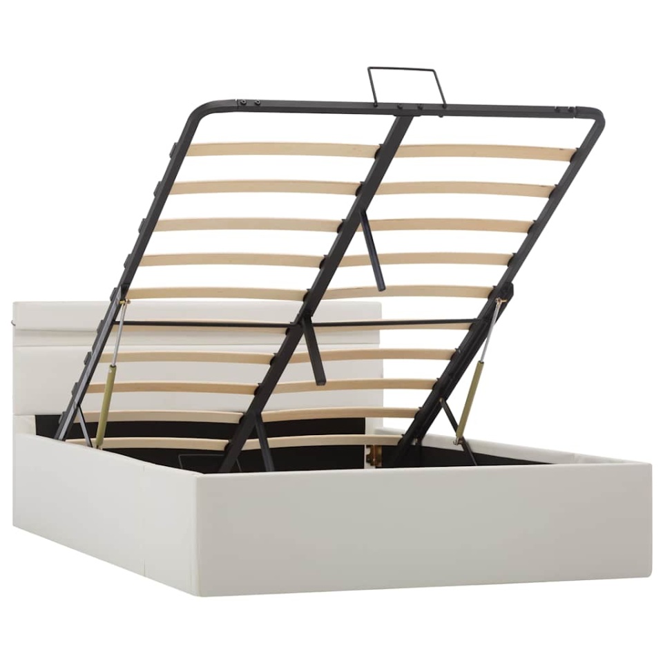 Cadru pat hidraulic ladă cu LED alb 140x200 cm piele ecologică - 1 | YEO