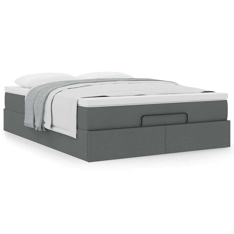 Cadru pat otoman cu saltea țesătură gri închis 140x200 cm - 3 | YEO