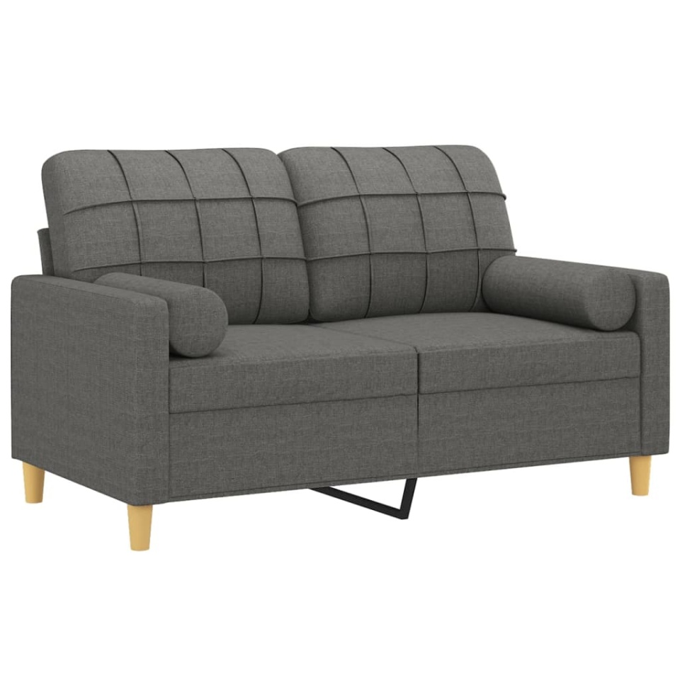 Canapea cu 2 locuri cu pernuțe, gri închis, 120 cm, textil - 2 | YEO