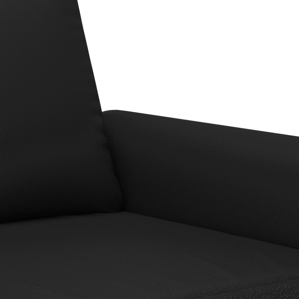 Canapea cu 2 locuri, negru, 140 cm, piele ecologică - 4 | YEO