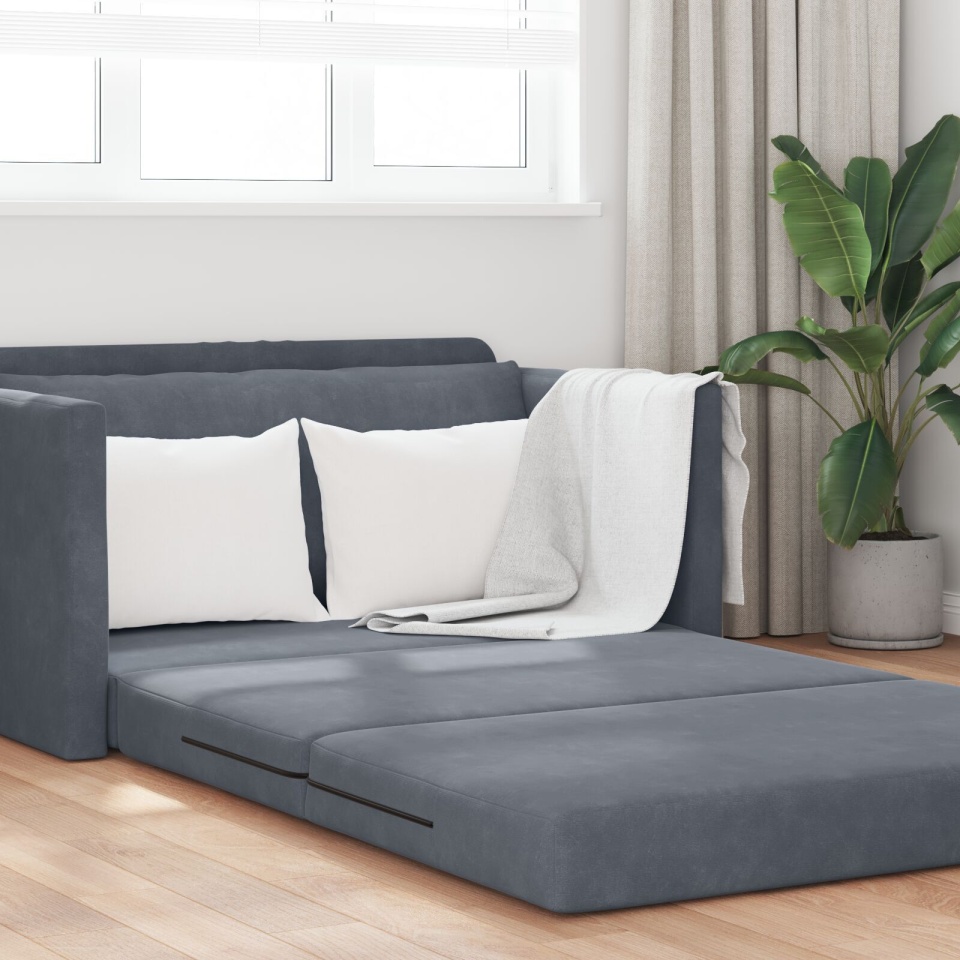 Canapea extensibilă 2 în 1 gri închis 124x204x61 cm Velur - 2 | YEO