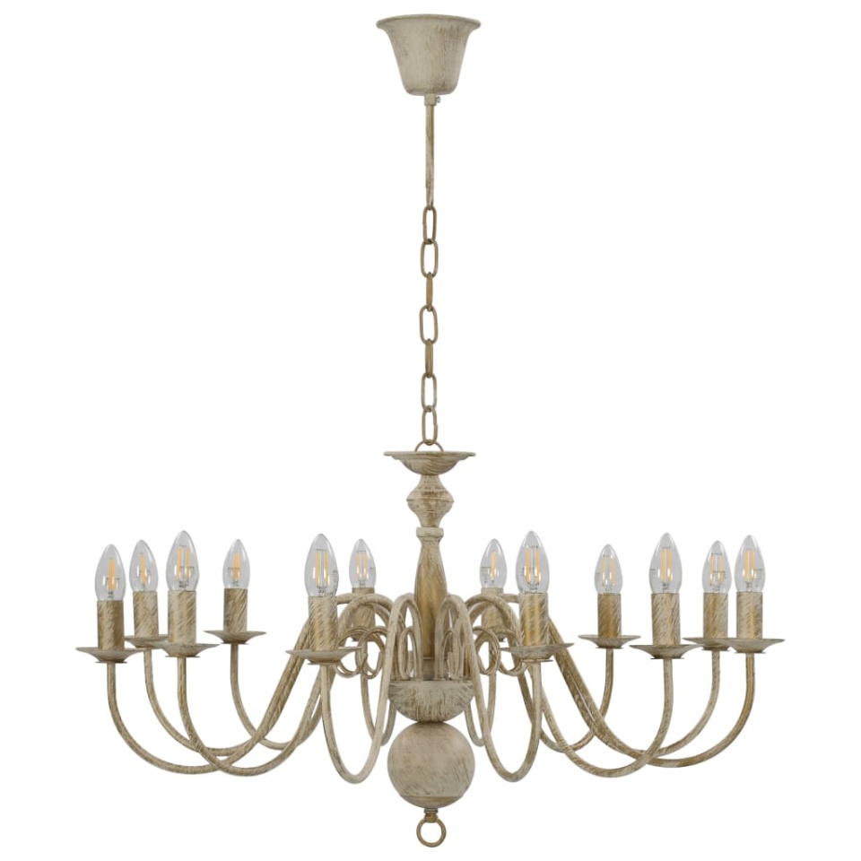 Candelabru, alb vintage, 12 becuri E14