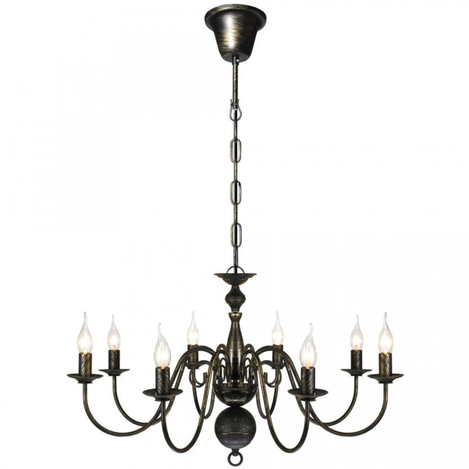 Candelabru Negru de metal in stil antichizat, 8 x becuri E14