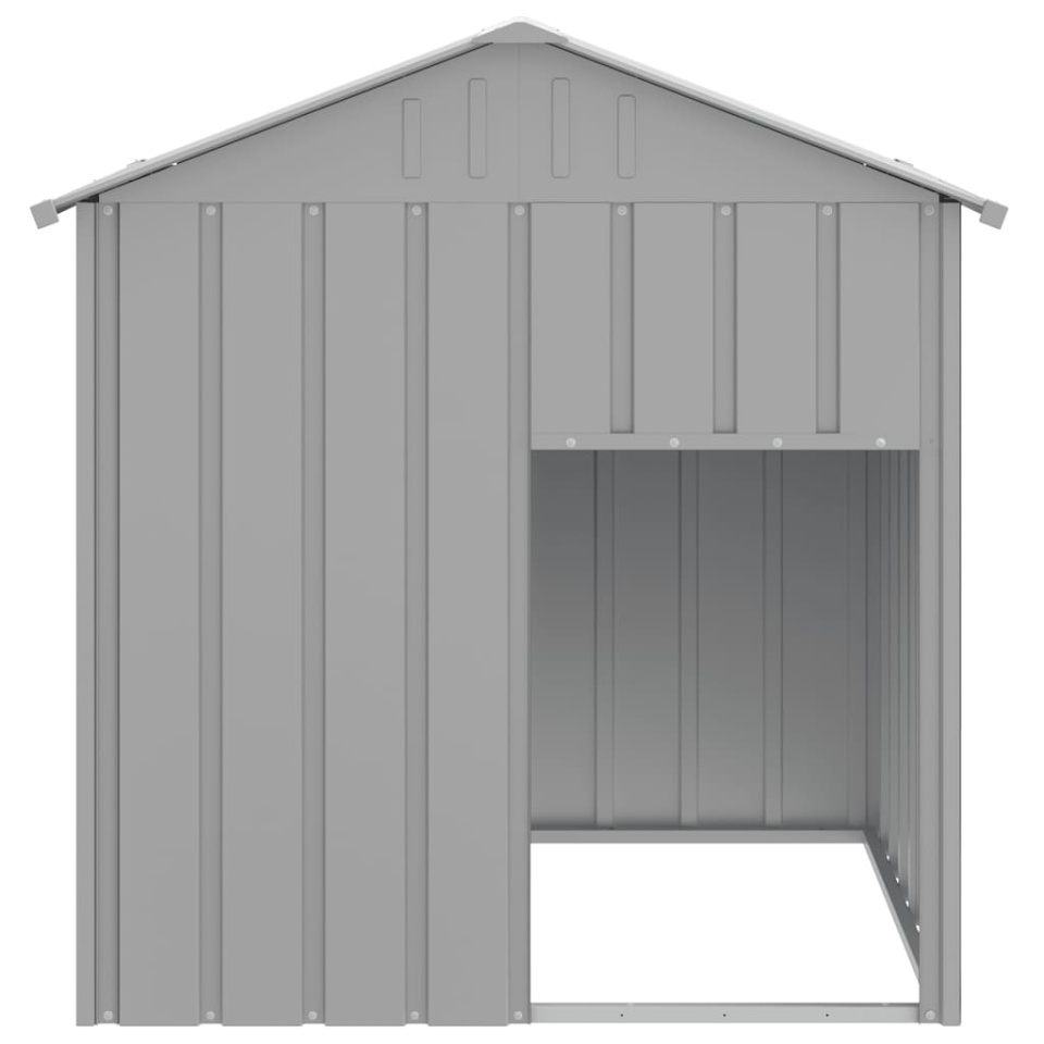 Casă câine & acoperiș gri deschis 117x103x123cm oțel galvanizat - 2 | YEO