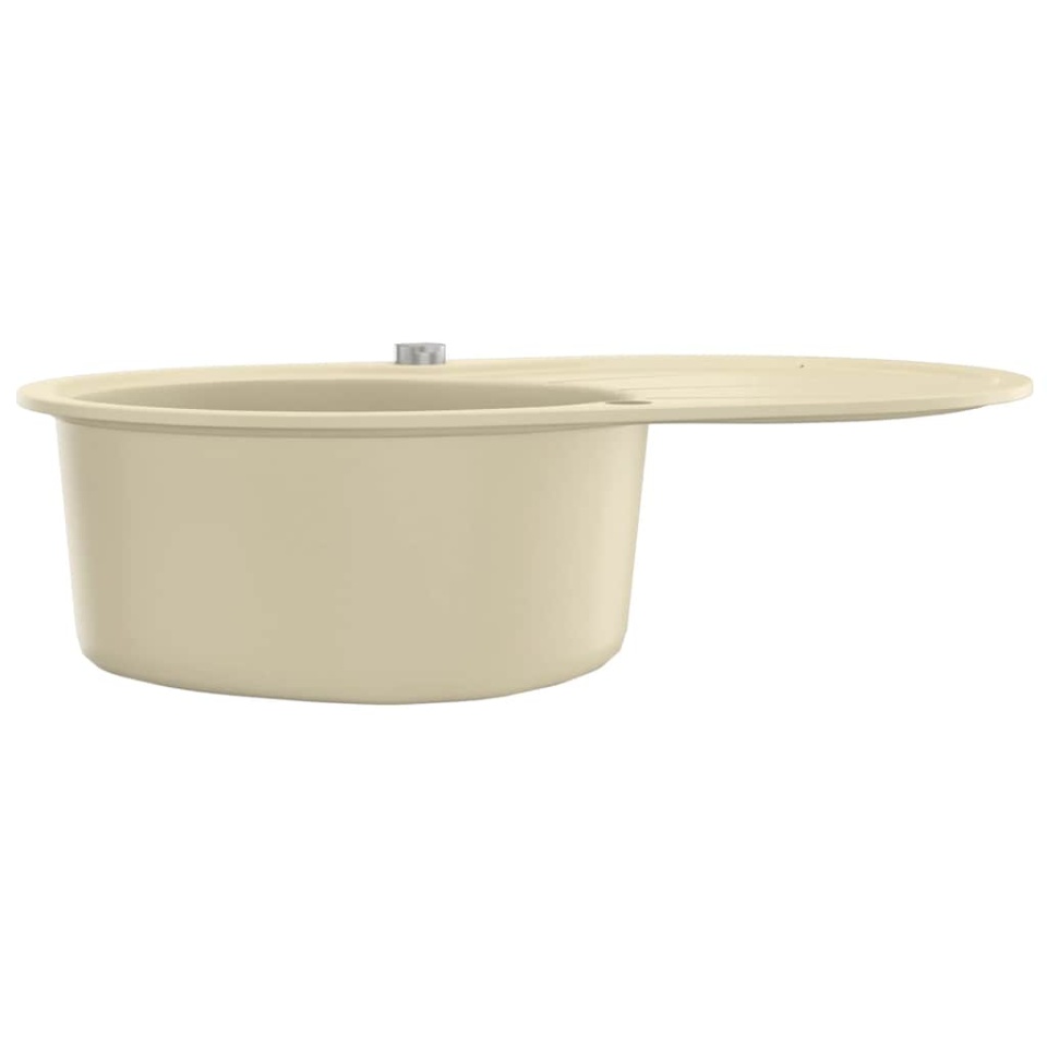 Chiuvetă de bucătărie din granit, bej, un bazin, oval - 3 | YEO
