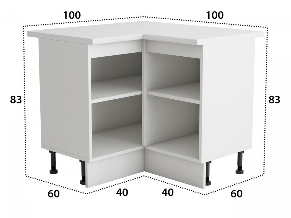 Coltar Alfa, Alb, Blat alb, PAL, 100x83x60 cm