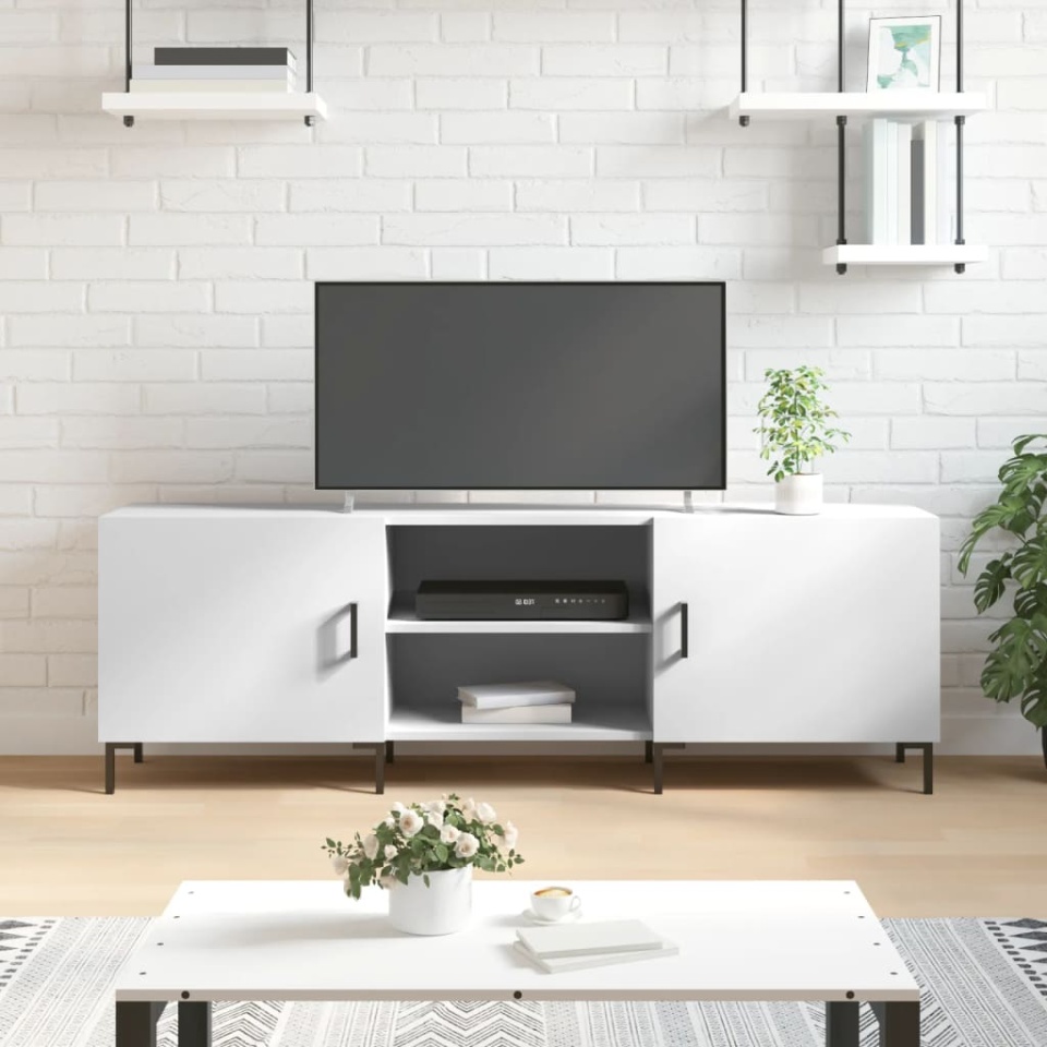 Comodă TV, alb, 150x30x50 cm, lemn compozit