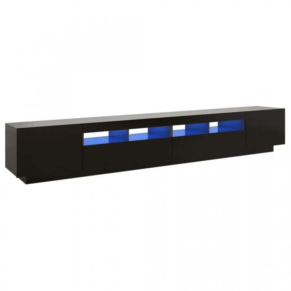 Comodă TV cu lumini LED, negru, 260x35x40 cm - 1 | YEO