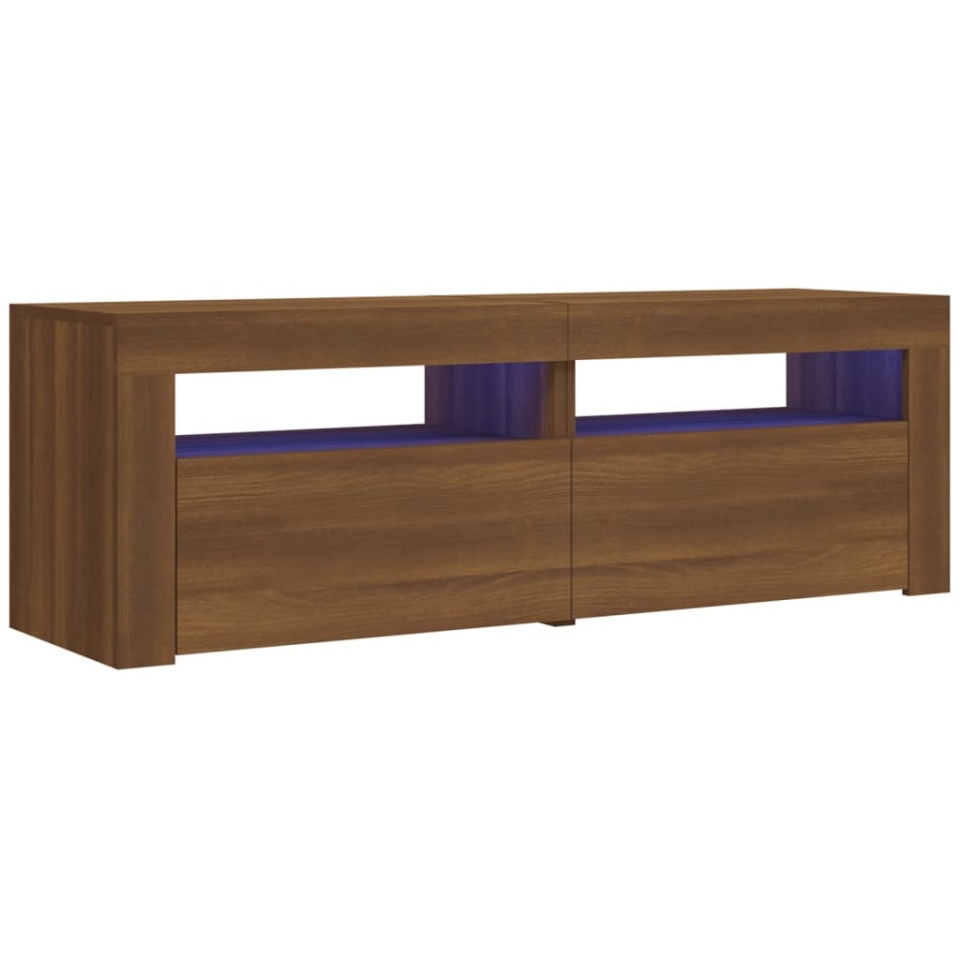 Comodă TV cu lumini LED, stejar maro, 120x35x40 cm - 1 | YEO