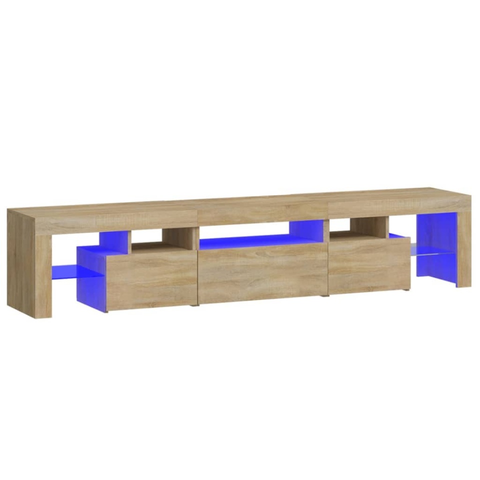 Comodă TV cu lumini LED, stejar sonoma, 200x36,5x40 cm - 1 | YEO
