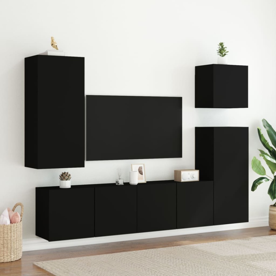 Comodă TV de perete, 2 buc. negru, 80x30x41 cm - 2 | YEO