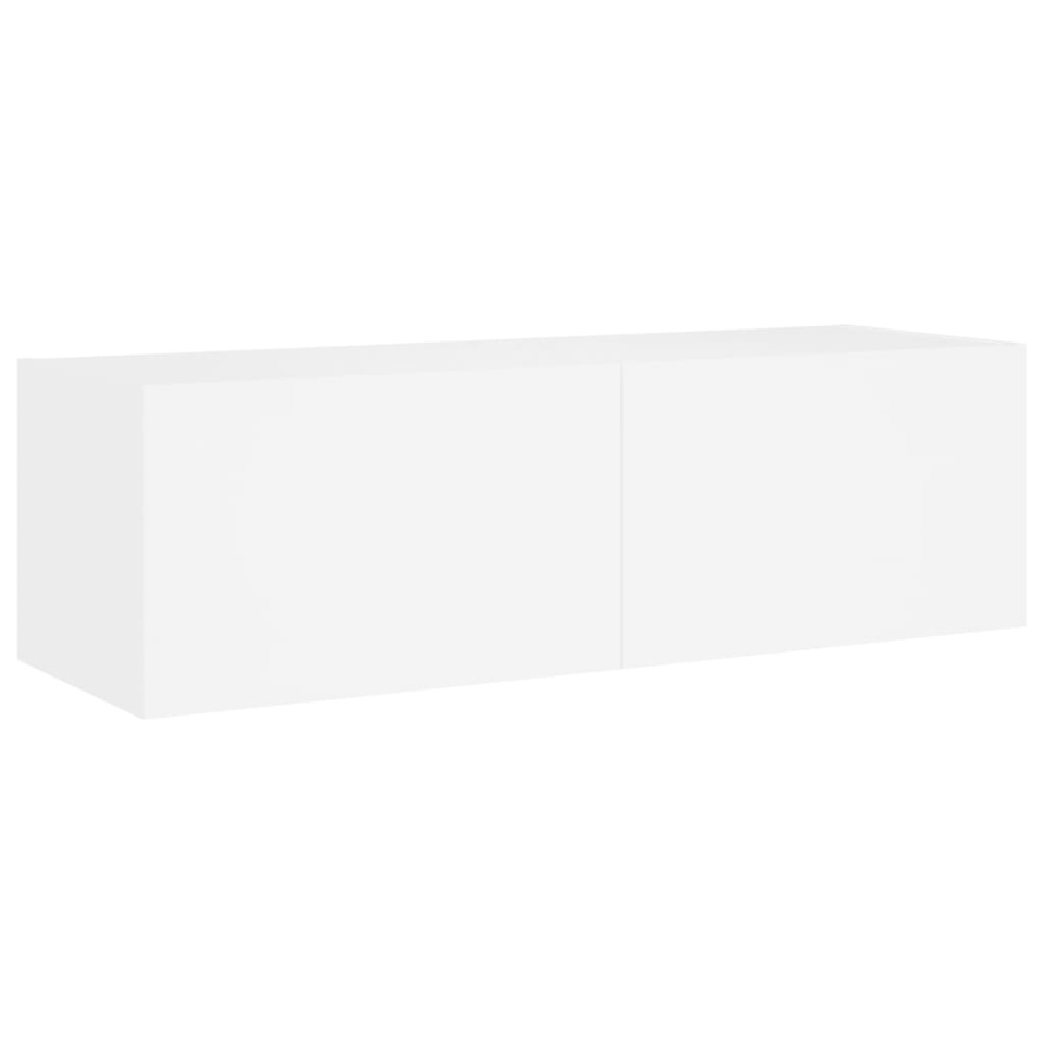 Comodă TV de perete cu lumini LED, alb, 100x35x31 cm - 2 | YEO