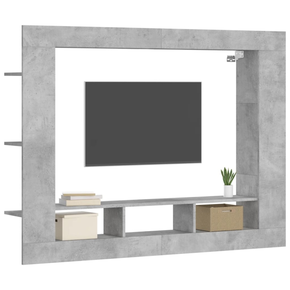 Comodă TV, gri beton, 152x22x113 cm, lemn prelucrat - 2 | YEO