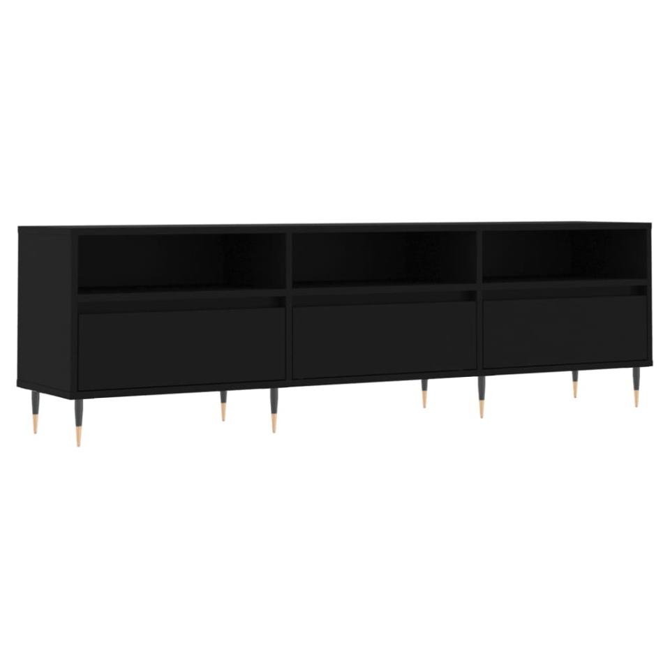 Comodă TV, negru, 150x30x44,5 cm, lemn prelucrat - 1 | YEO