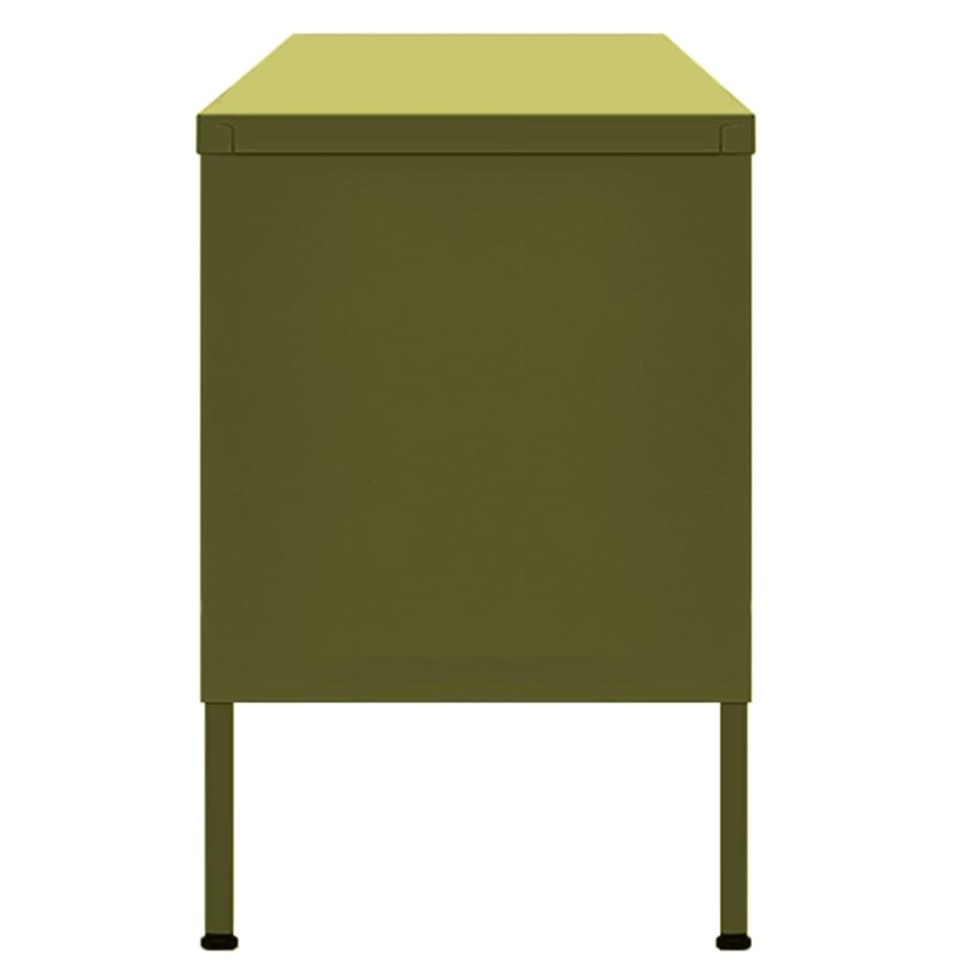 Comodă TV, verde măsliniu, 105x35x50 cm, oțel - 3 | YEO