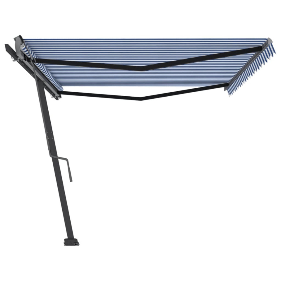 Copertină autonomă retractabilă manual, albastru/alb, 500x300cm