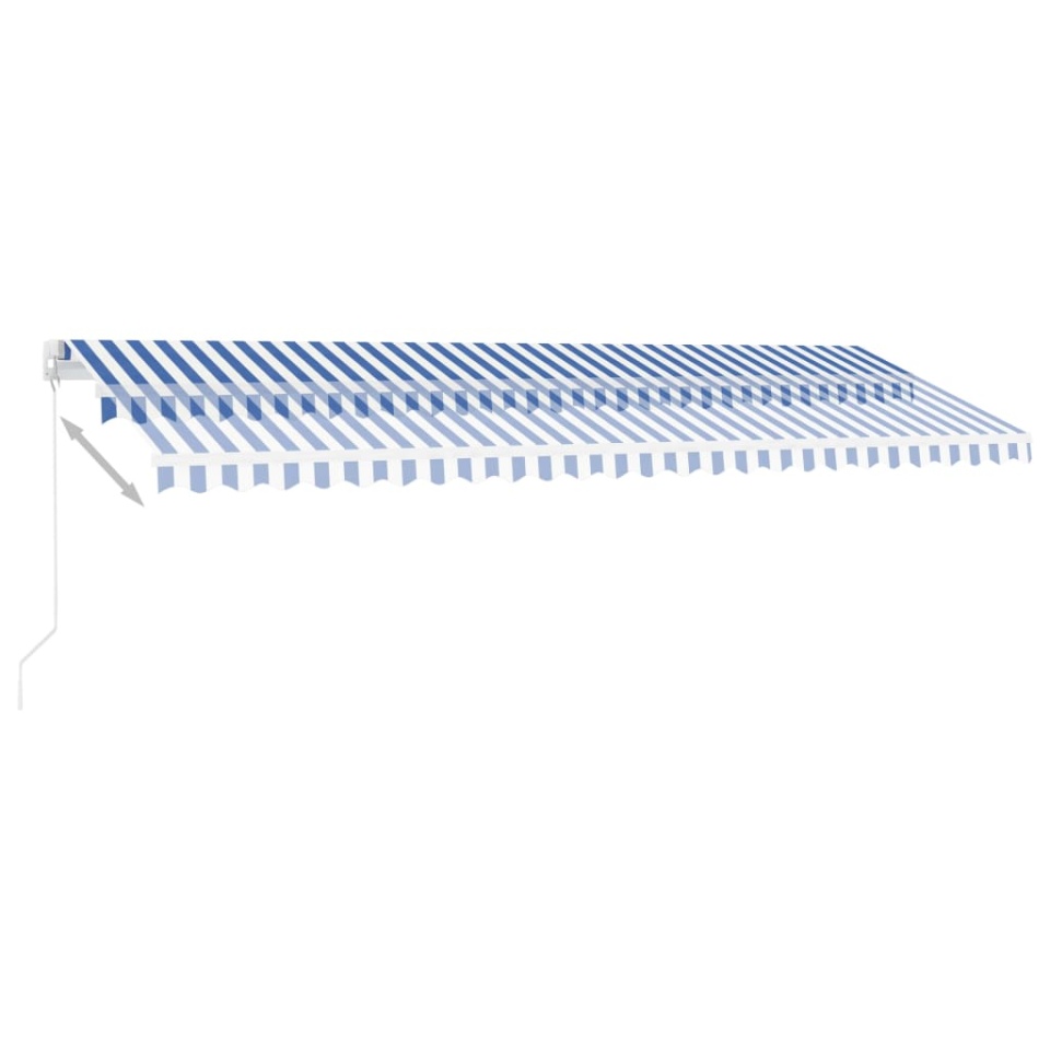 Copertină autonomă retractabilă manual, albastru/alb, 500x300cm - 3 | YEO
