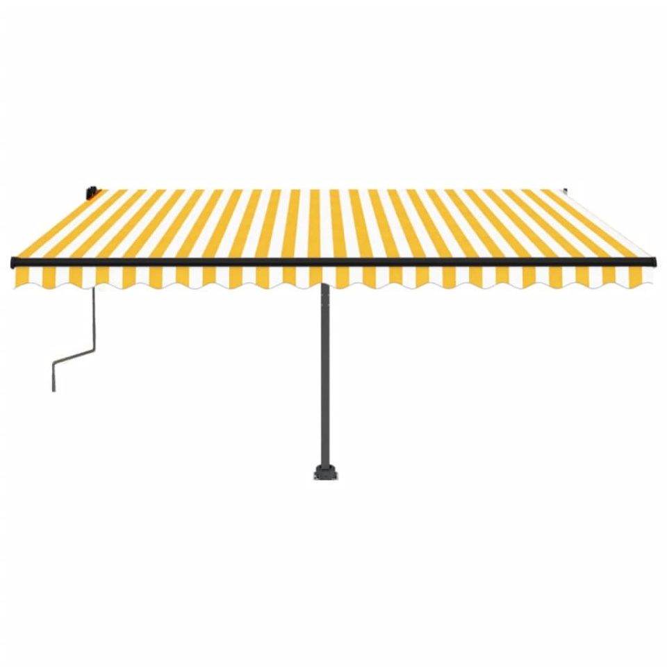 Copertină autonomă retractabilă manual, galben/alb, 450x300 cm - 2 | YEO