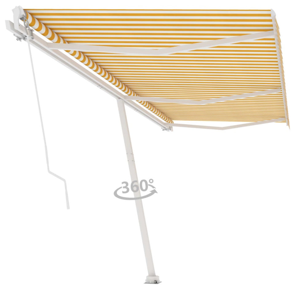 Copertină autonomă retractabilă manual, galben/alb, 600x300 cm - 1 | YEO