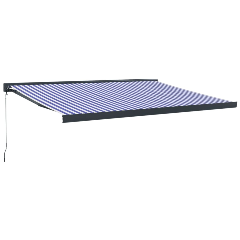 Copertină retractabilă albastru/alb, 4x3 m, textil/aluminiu - 1 | YEO