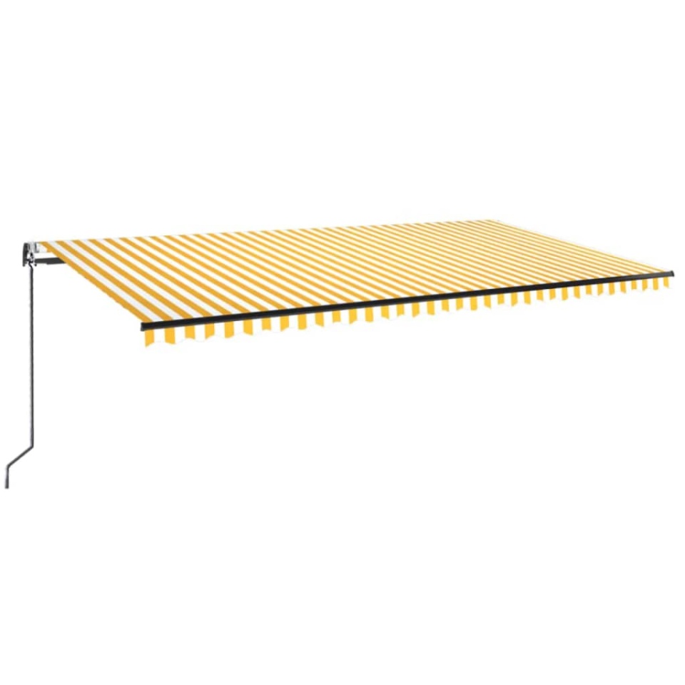 Copertină retractabilă automat, galben și alb, 600x350 cm - 1 | YEO
