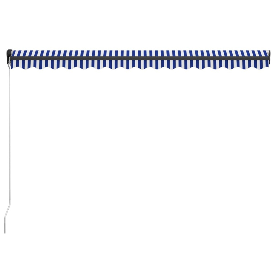 Copertină retractabilă manual, albastru și alb, 450x300 cm - 3 | YEO