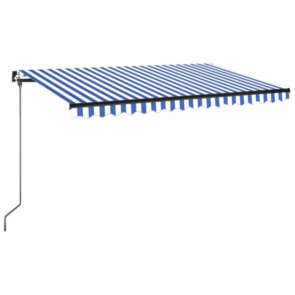 Copertină retractabilă manual, albastru și alb, 450x350 cm - 1 | YEO