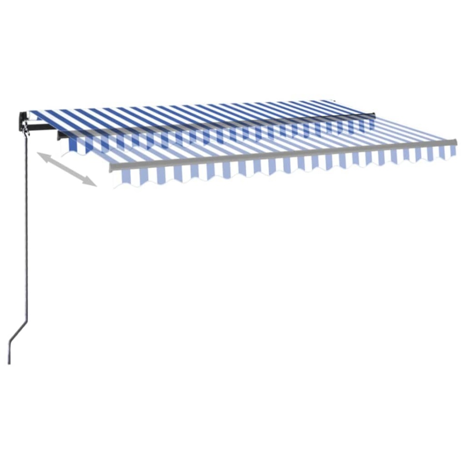 Copertină retractabilă manual cu LED, albastru/alb, 400x350 cm - 2 | YEO