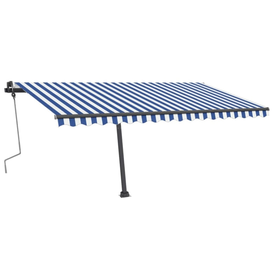 Copertină retractabilă manual cu LED, albastru/alb, 400x350 cm - 2 | YEO