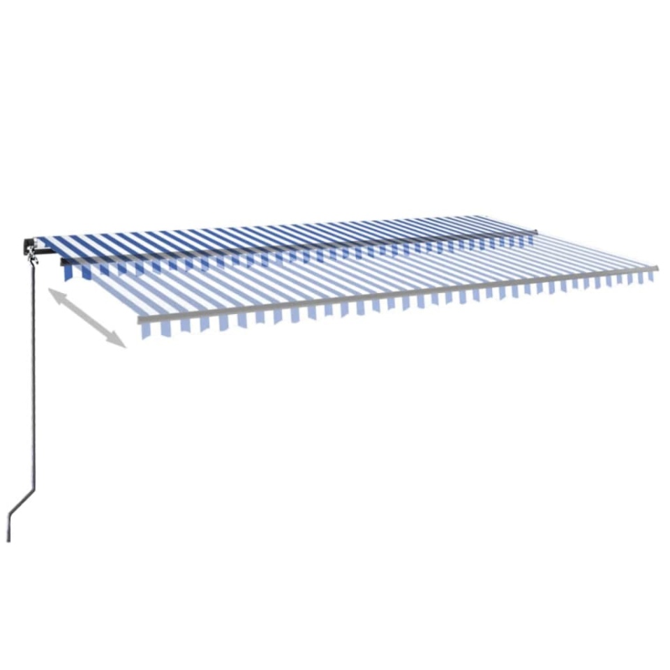 Copertină retractabilă manual cu LED albastru și alb 600x300 cm - 2 | YEO
