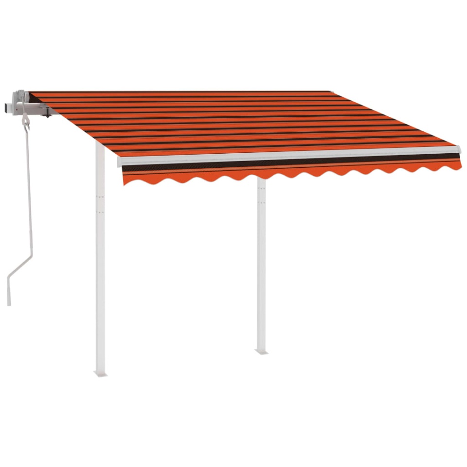 Copertină retractabilă manual cu stâlpi portocaliu/maro 3x2,5 m - 1 | YEO