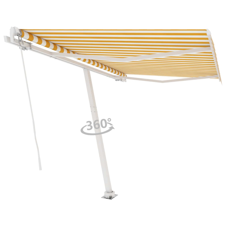 Copertină retractabilă manual, galben/alb, 300x250 cm - 2 | YEO