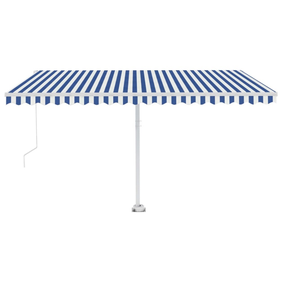 Copertină retractabilă manual LED, albastru și alb, 450x300 cm - 1 | YEO