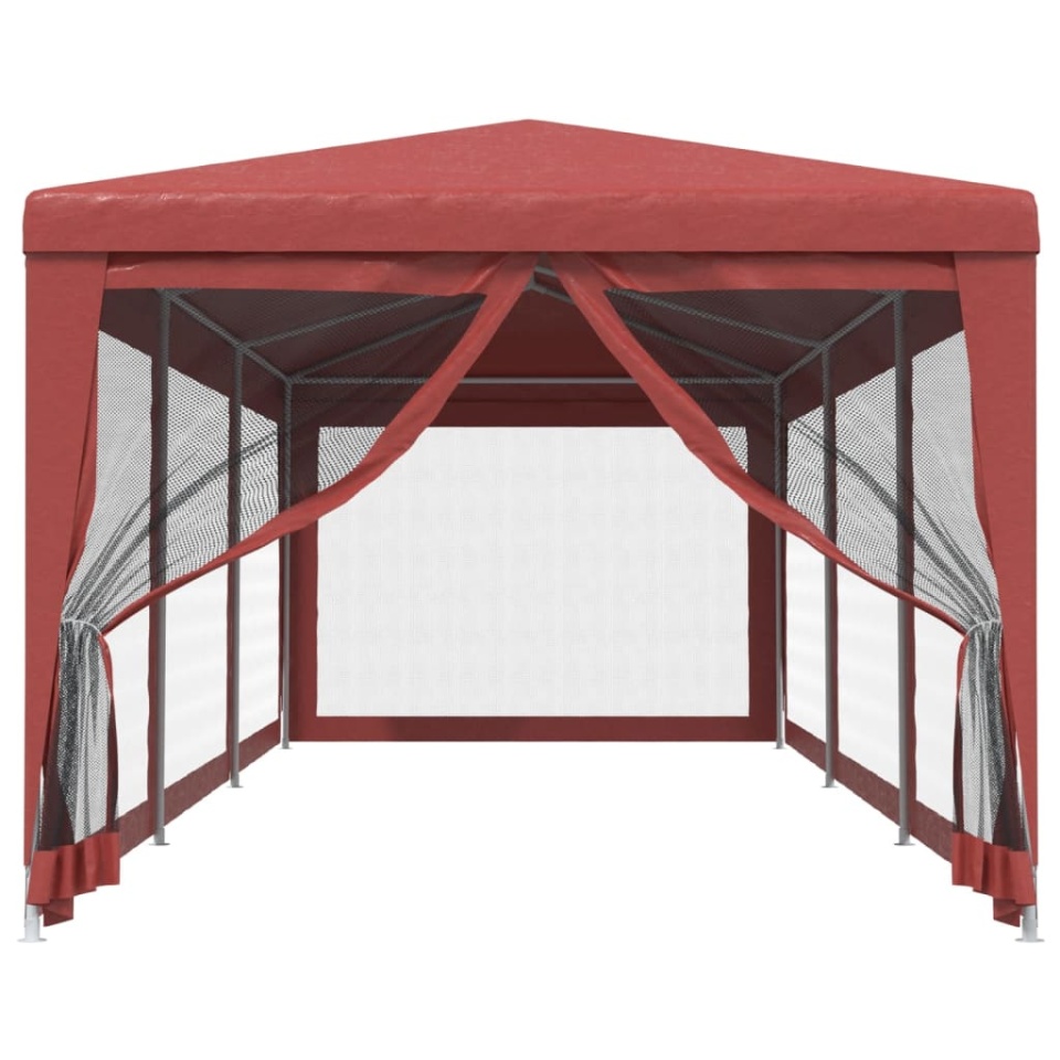 Cort de petrecere cu 8 pereți din plasă, roșu, 3x9 m, HDPE - 2 | YEO