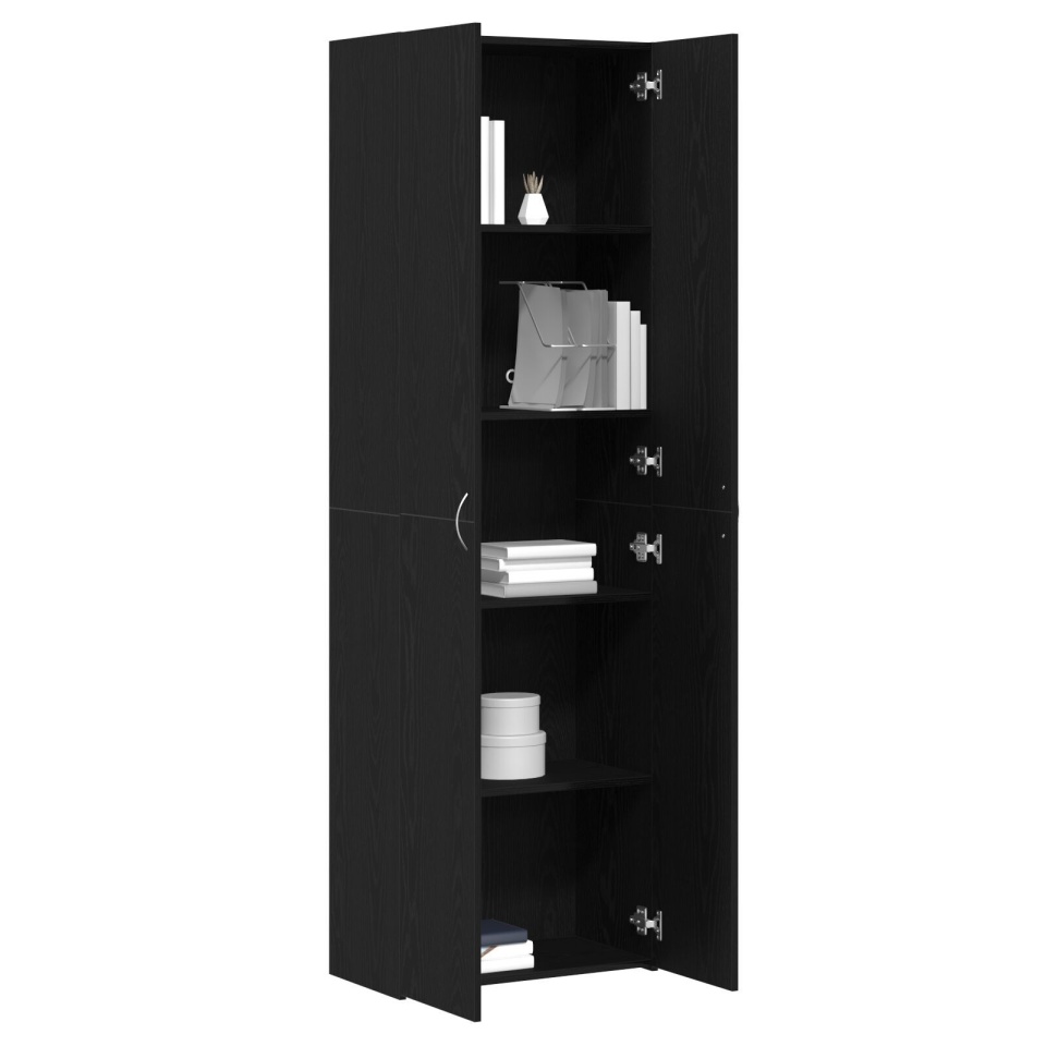 Credență birou Negru Stejar 60x32x190 cm Lemn prelucrat - 2 | YEO