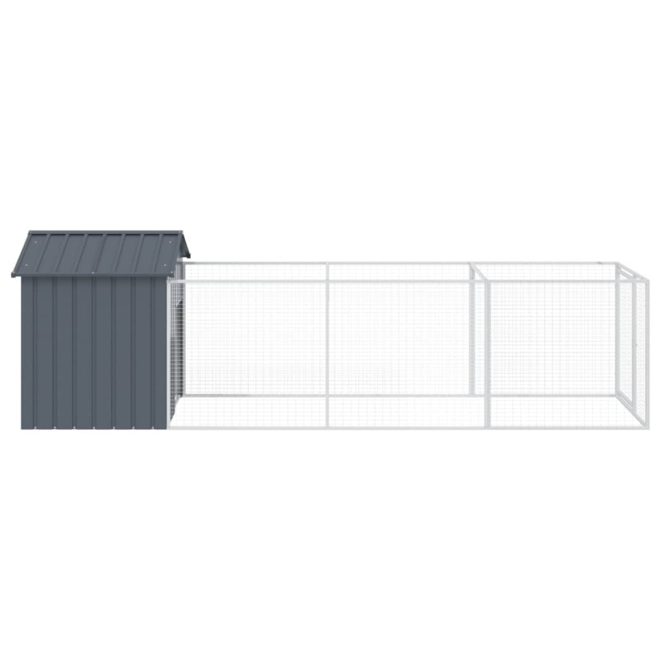 Cușcă câine cu acoperiș antracit 117x405x123 cm oțel galvanizat - 3 | YEO