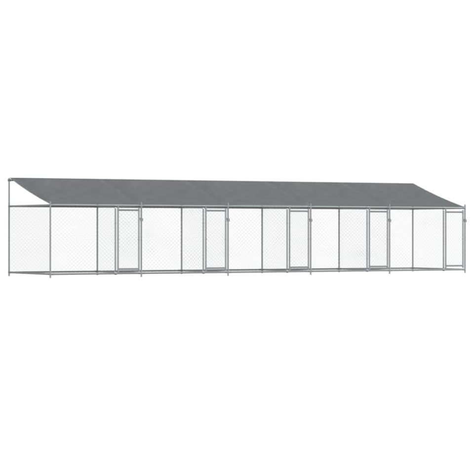 Cușcă câini cu acoperiș și uși, gri, 10x2x2 m, oțel galvanizat - 1 | YEO