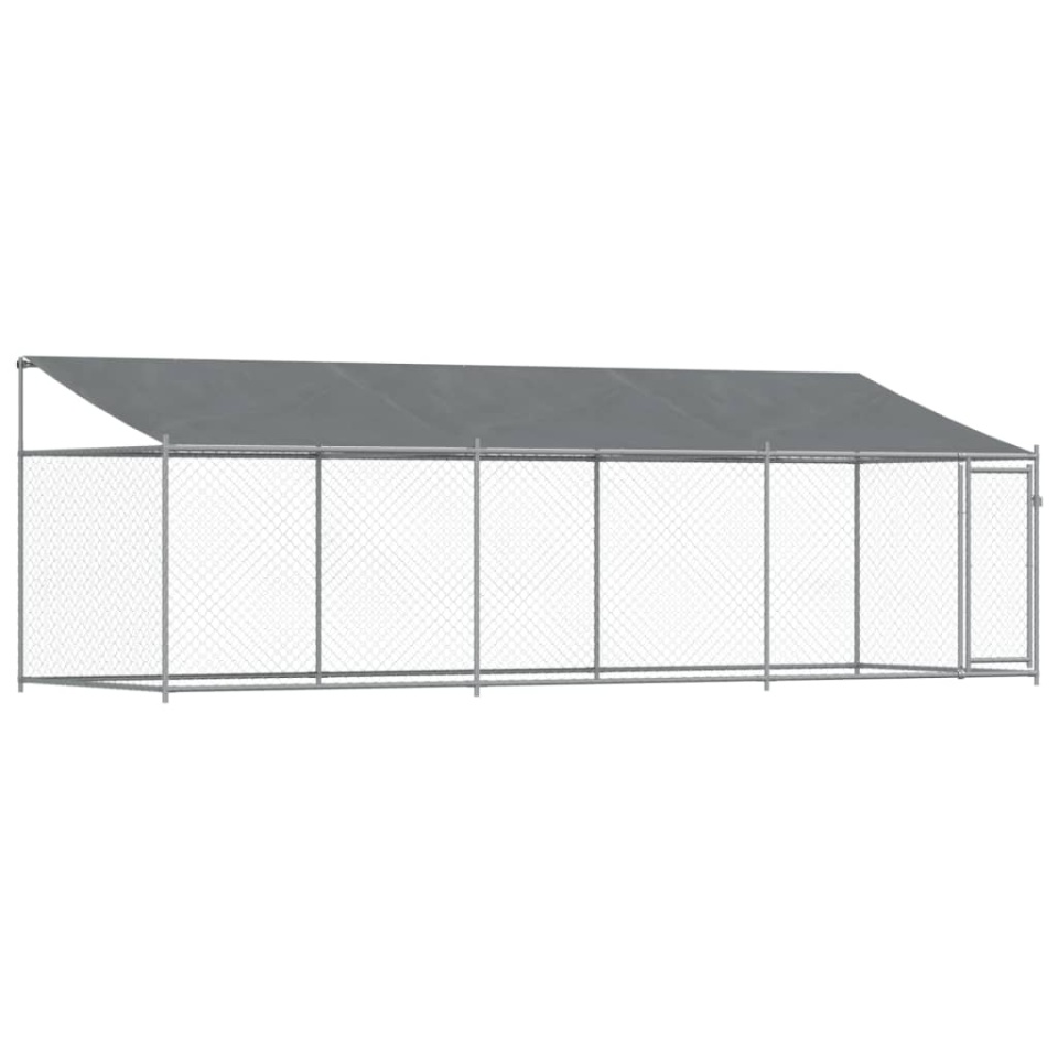 Cușcă câini cu acoperiș și uși, gri, 6x2x2 m, oțel galvanizat - 1 | YEO