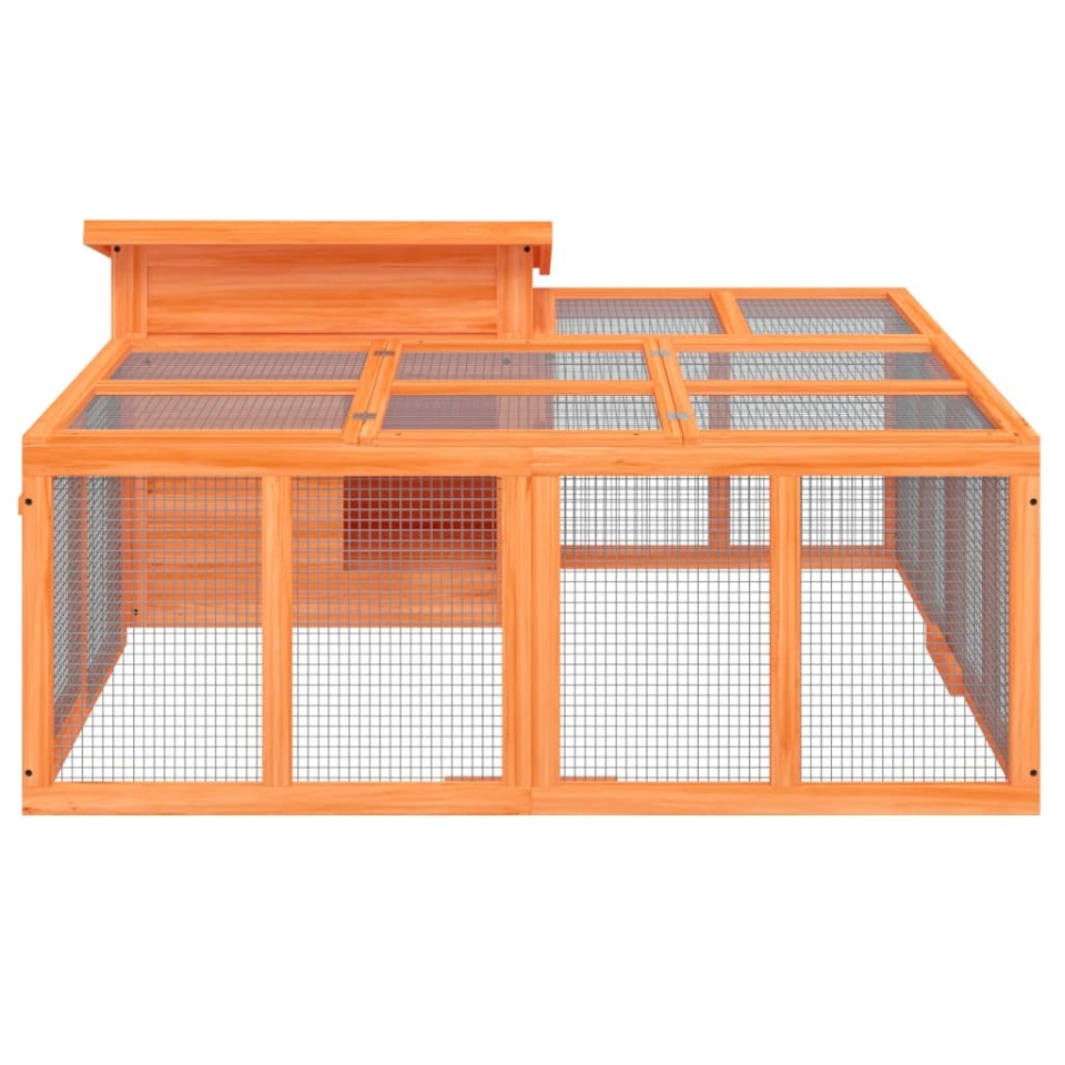 Cușcă pentru iepuri maro 144x123x67,5 cm din lemn masiv de pin - 2 | YEO