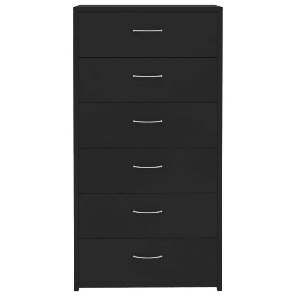 Dulap cu 6 sertare, negru, 50x34x96 cm, lemn prelucrat - 3 | YEO
