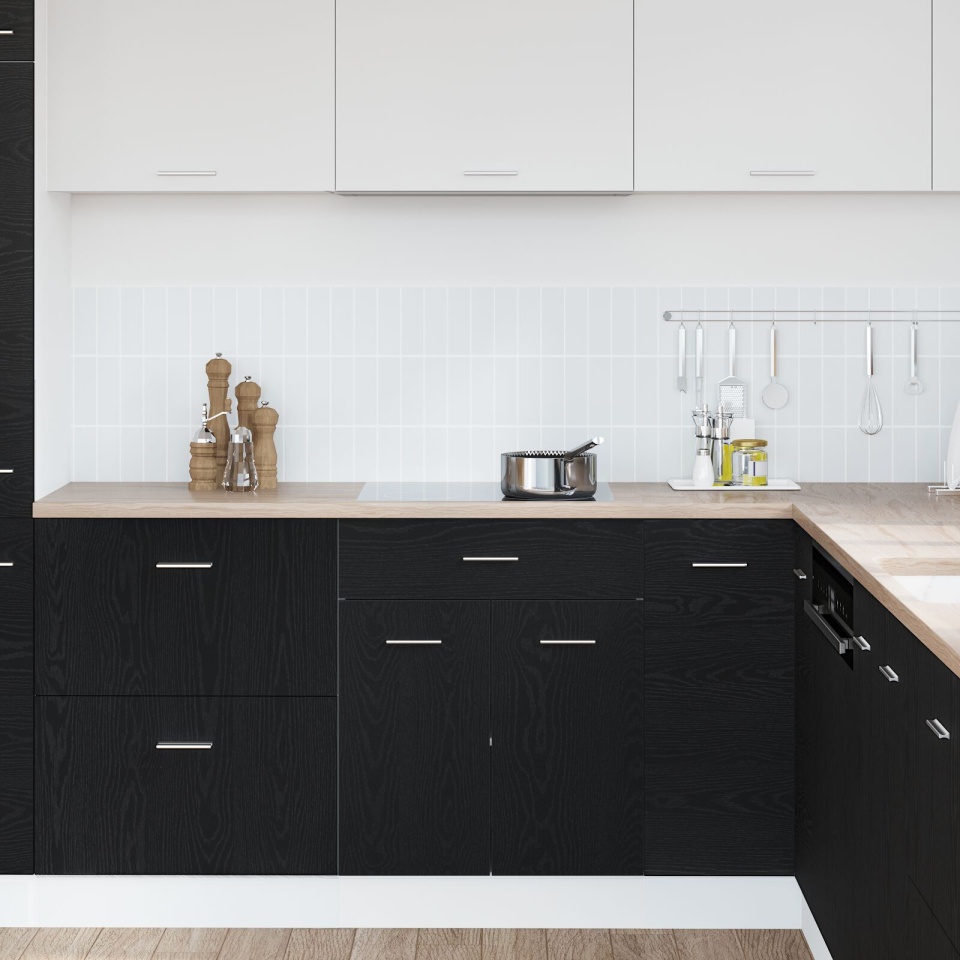 Dulap cu Sertare Negru din Stejar - 60x46x81.5 cm Fabricat din Lemn Prelucrat - 3 | YEO