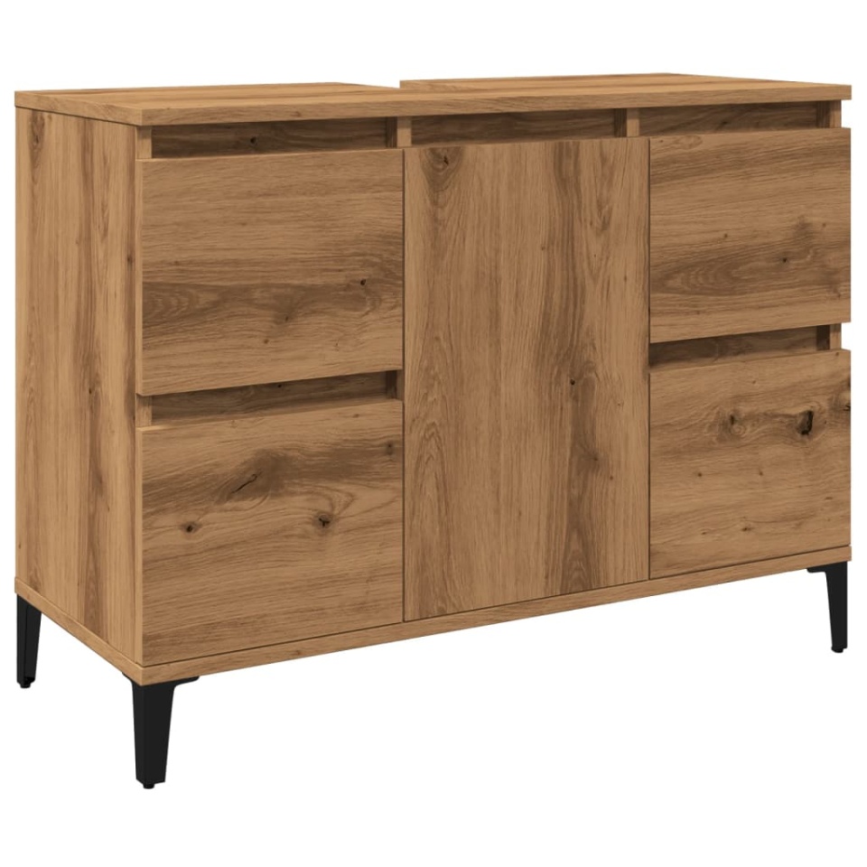 Dulap de chiuvetă stejar artizanal, 80x33x60 cm, lemn prelucrat - 1 | YEO