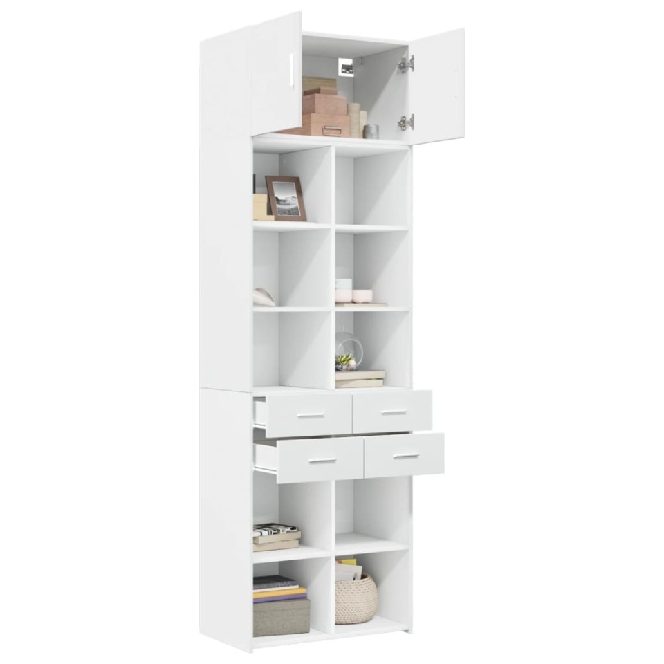 Dulap de depozitare, alb, 70x42,5x225 cm, lemn prelucrat - 2 | YEO