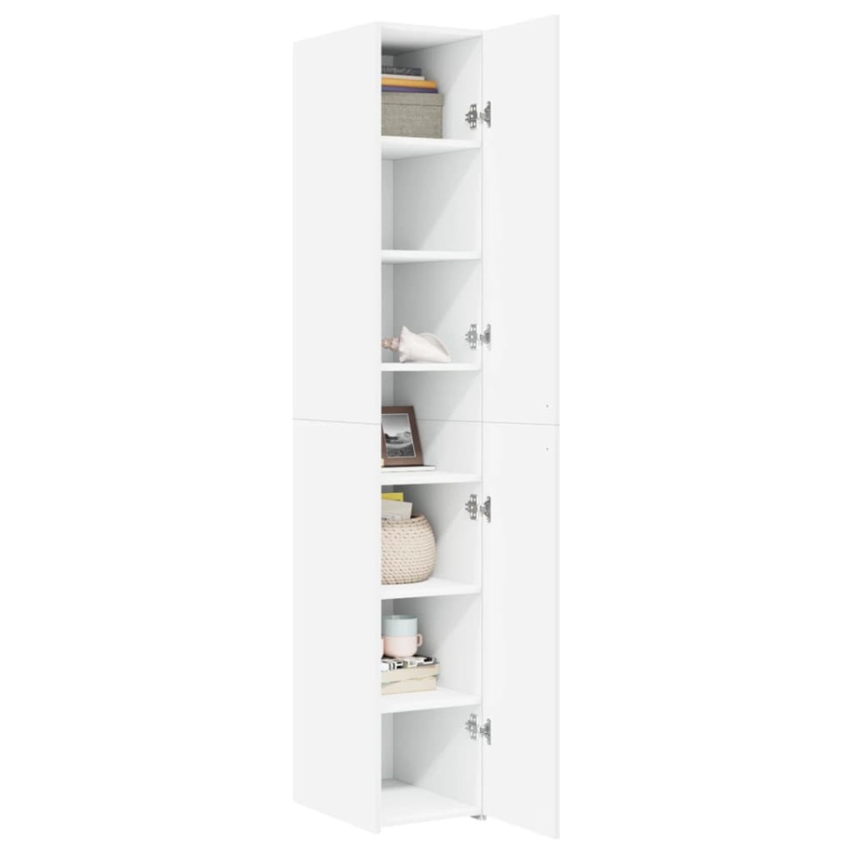 Dulap înalt, alb, 30x42,5x185 cm, lemn prelucrat - 2 | YEO