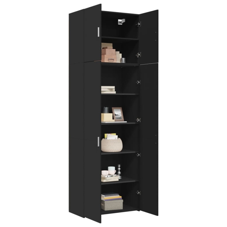 Dulap înalt, negru, 80x42,5x249 cm, lemn prelucrat - 2 | YEO