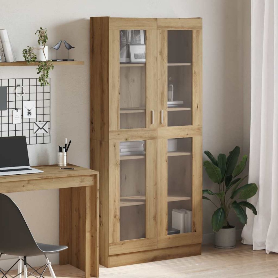 Dulap înalt, stejar artizanal, 82,5x30,5x185 cm, lemn prelucrat - 2 | YEO