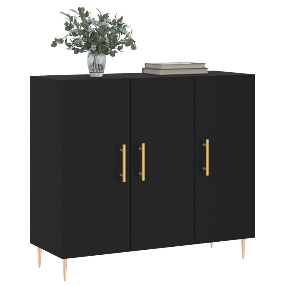 Dulap, negru, 90x34x80 cm, lemn compozit - 2 | YEO