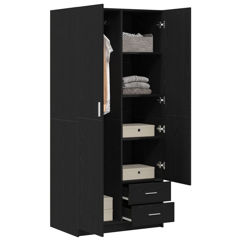 Dulap Negru din Stejar 80x52x180 cm din Lemn Compozit - 2 | YEO